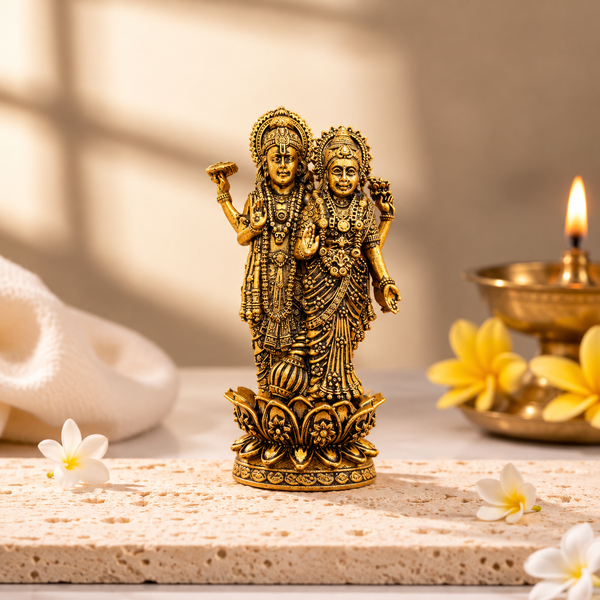 Shri Lakshmi Vishnu Ji Idol – Gold Plated | Dhanteras Special