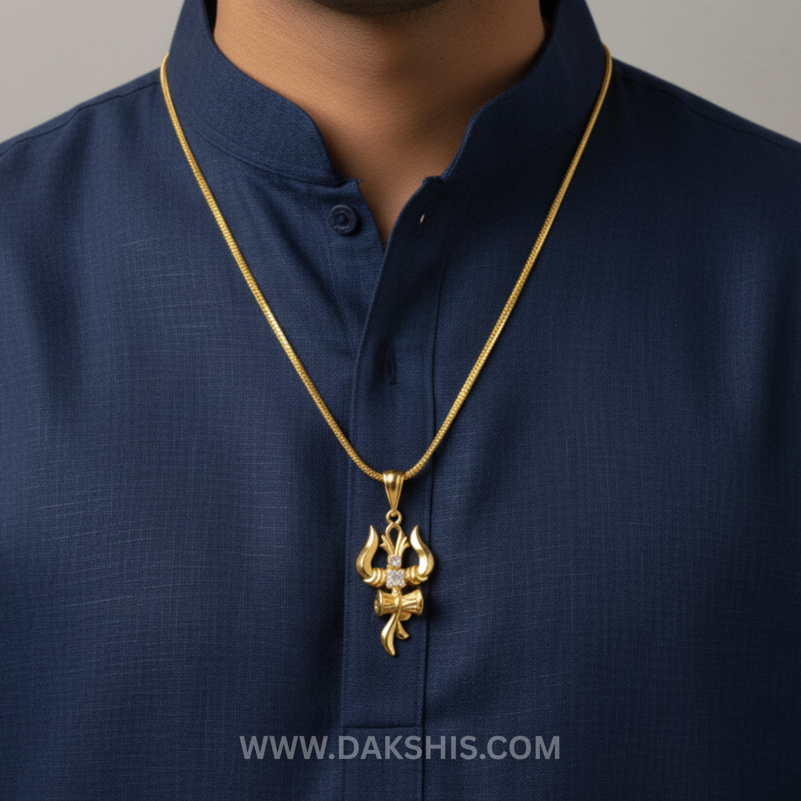 Trishul Om and Damru pendant with chain