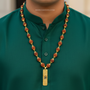 Gold Plated OM Pendant with Rudraksha Chain