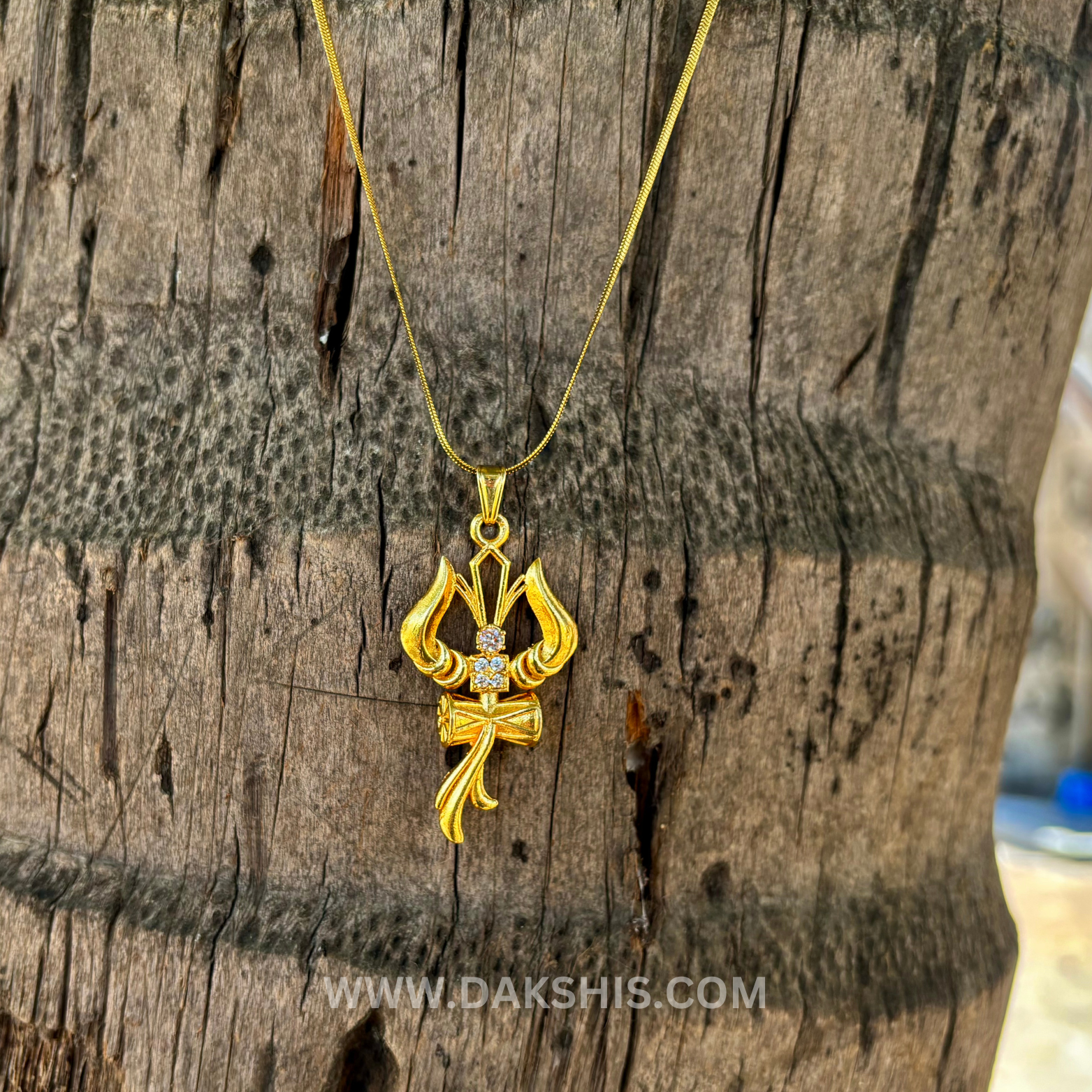 Trishul Om and Damru pendant with chain