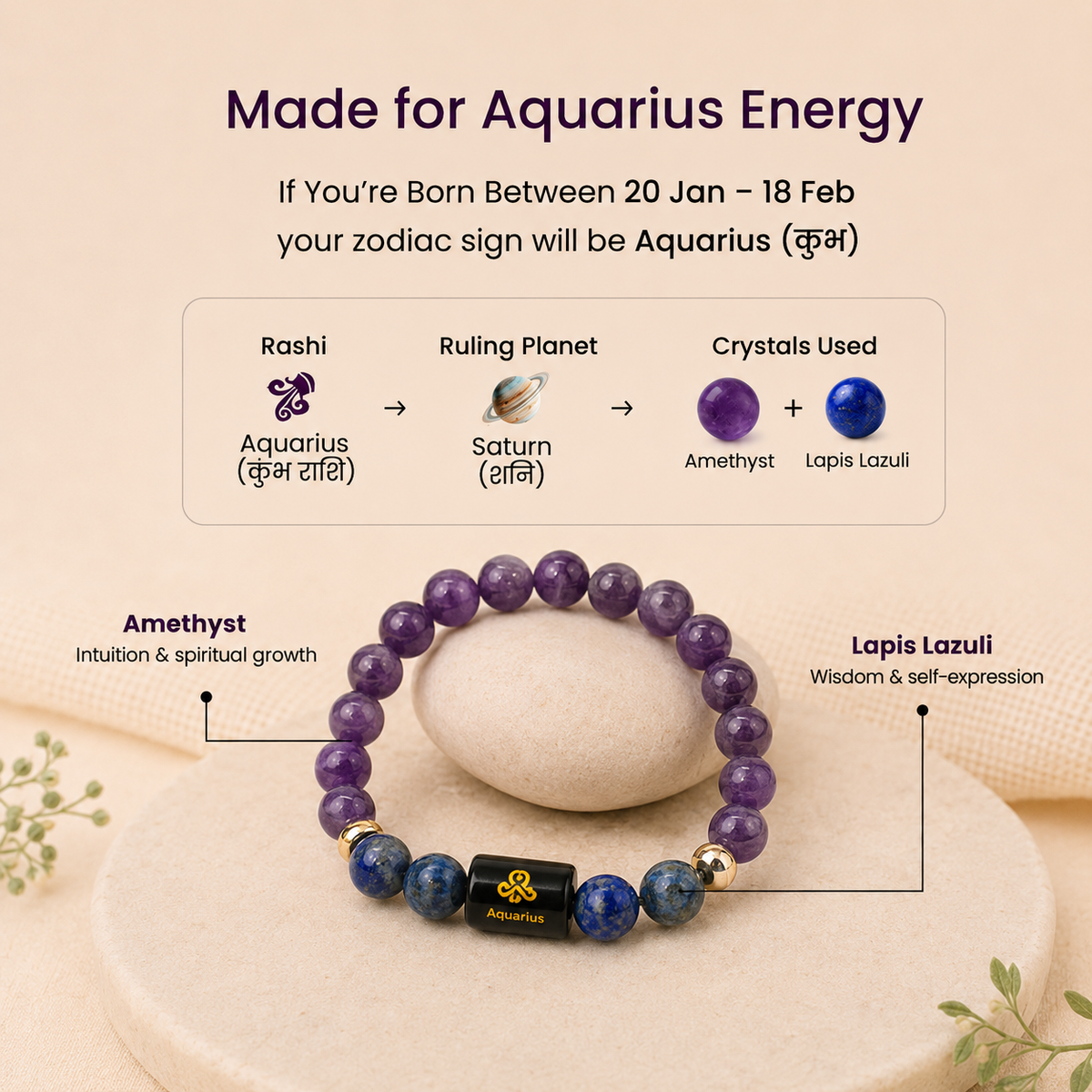Gemstone Zodiac Sign Bracelet - All 12 Zodiac Signs